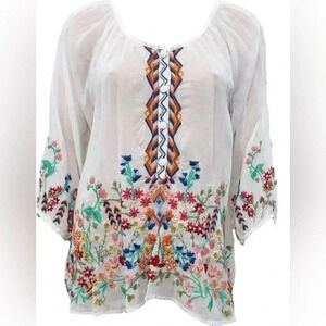 Johnny Was Sarah Blouse  Embroidered Boho C 16319-2